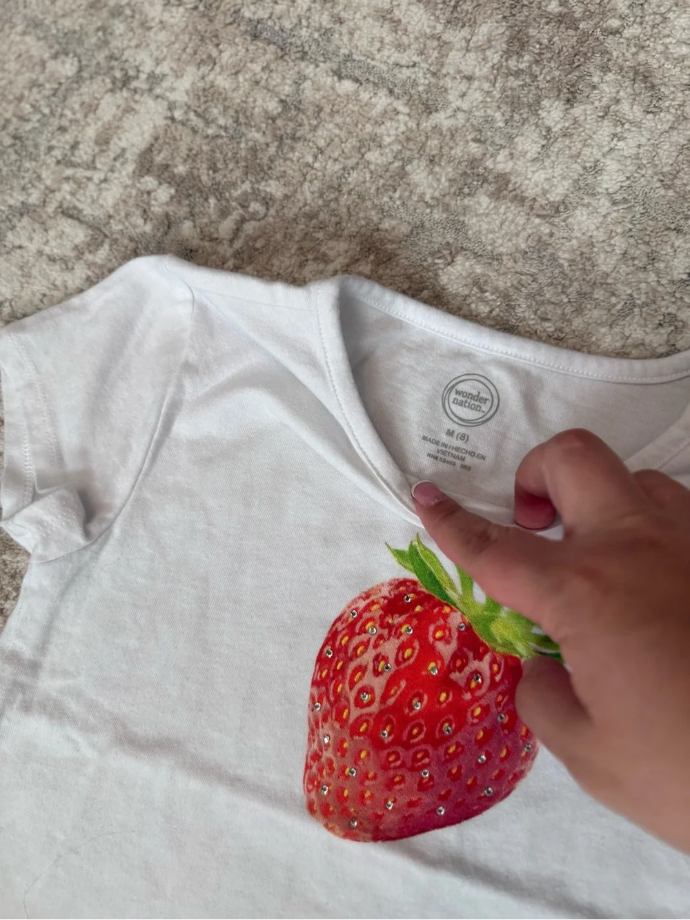 wonder nation White Strawberry Graphic Top & Red Shorts Set size M